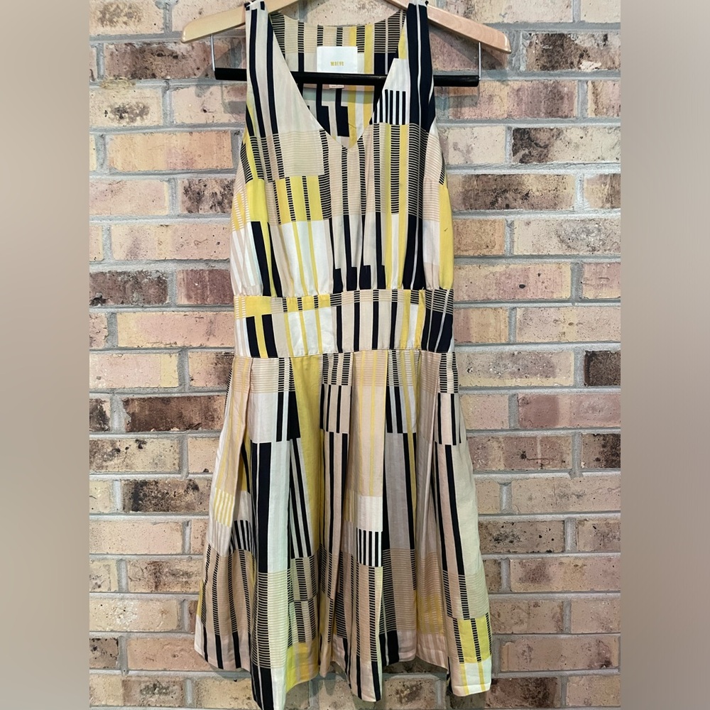 Mave dress from Anthropology, yellow, black and white size 6